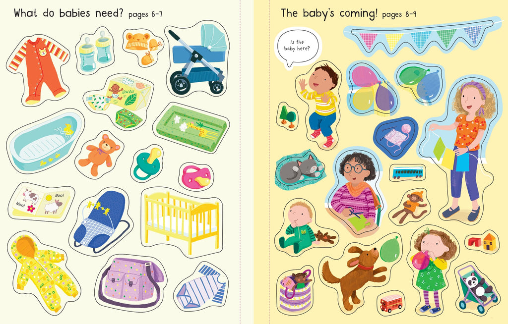 Usborne – First Sticker Book The New Baby – Carte cu stickere pentru copii 3+ ani – carte pentru copii Usborne, preview pagini