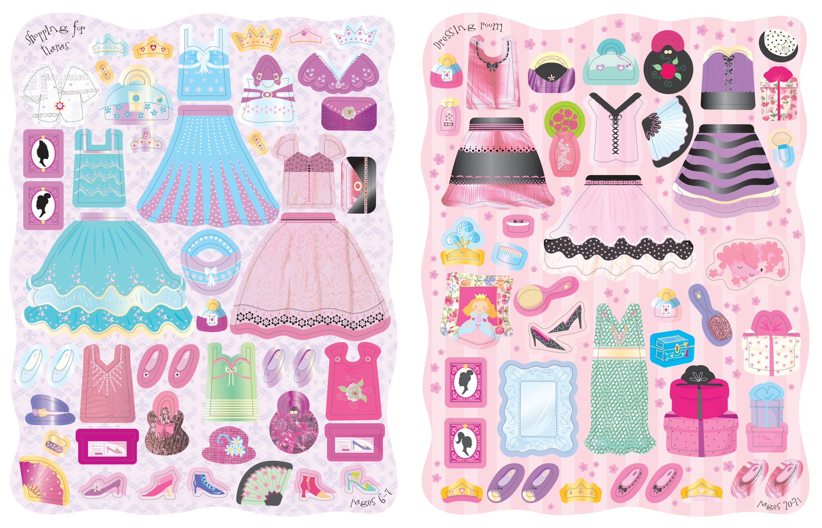 Usborne – Sticker Dolly Dressing Princesses – Carte cu stickere pentru copii 5+ ani – carte pentru copii Usborne, preview pagini