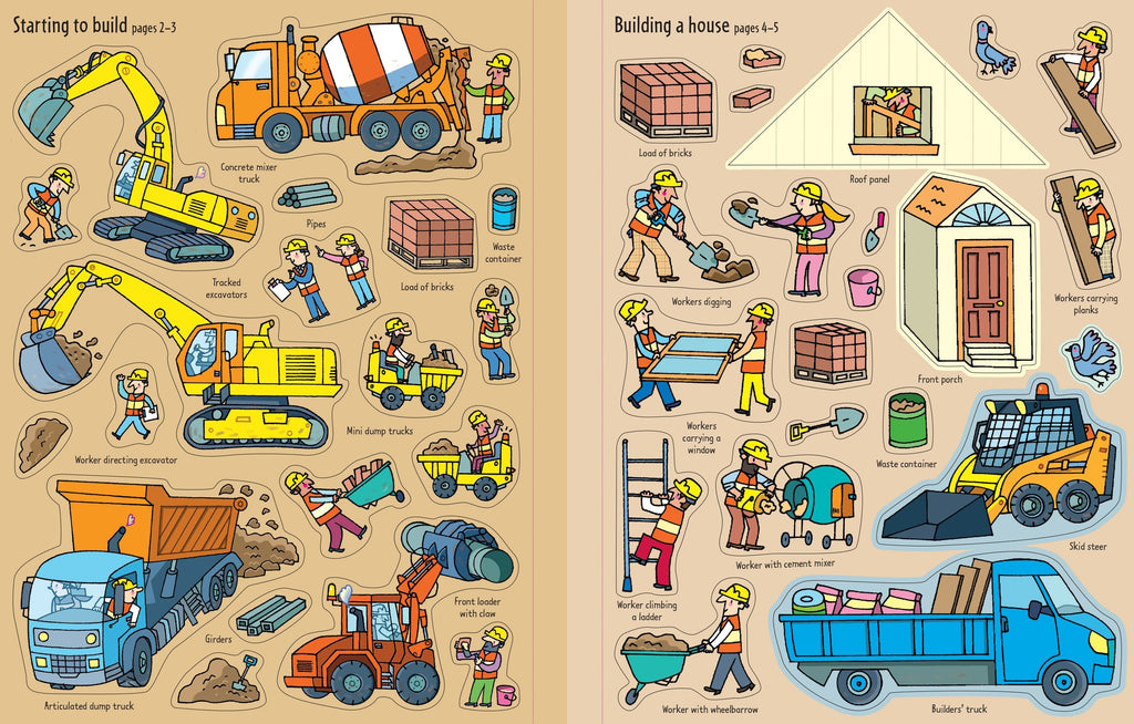 Usborne – First Sticker Book Building Sites – Carte cu stickere pentru copii 3+ ani – carte pentru copii Usborne, preview pagini