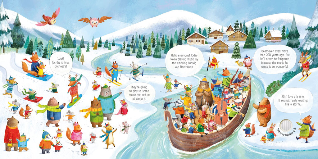 Usborne – The Animal Orchestra Plays Beethoven – Carte pentru copii 6+ luni – carte pentru copii Usborne, pagini interior ilustrate