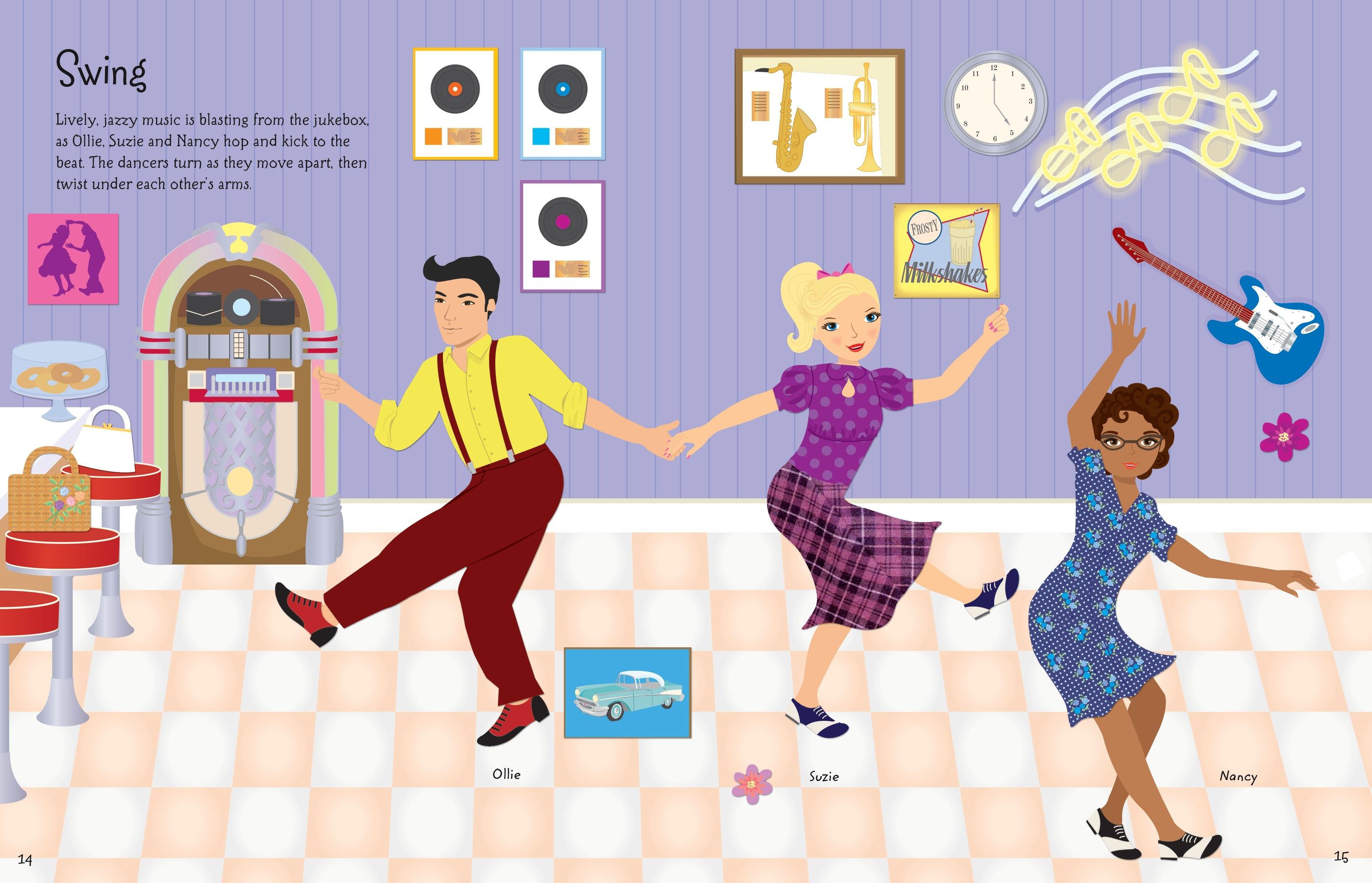 Usborne – Sticker Dolly Dressing Dancers – Carte cu stickere pentru copii 5+ ani – carte pentru copii Usborne, preview pagini