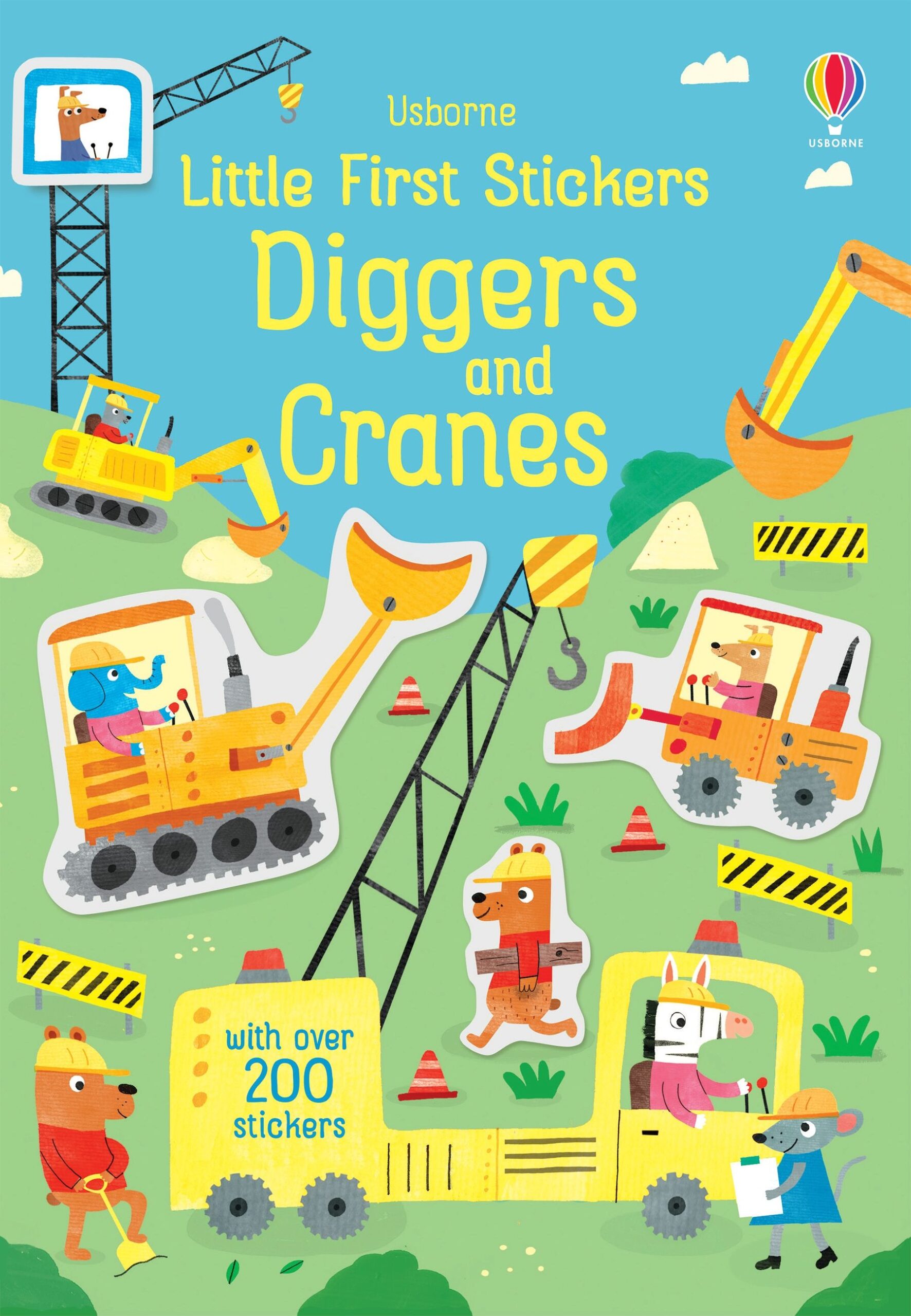 Usborne – Little First Stickers Diggers and Cranes – Carte cu stickere pentru copii 3+ ani – carte pentru copii Usborne, copertă