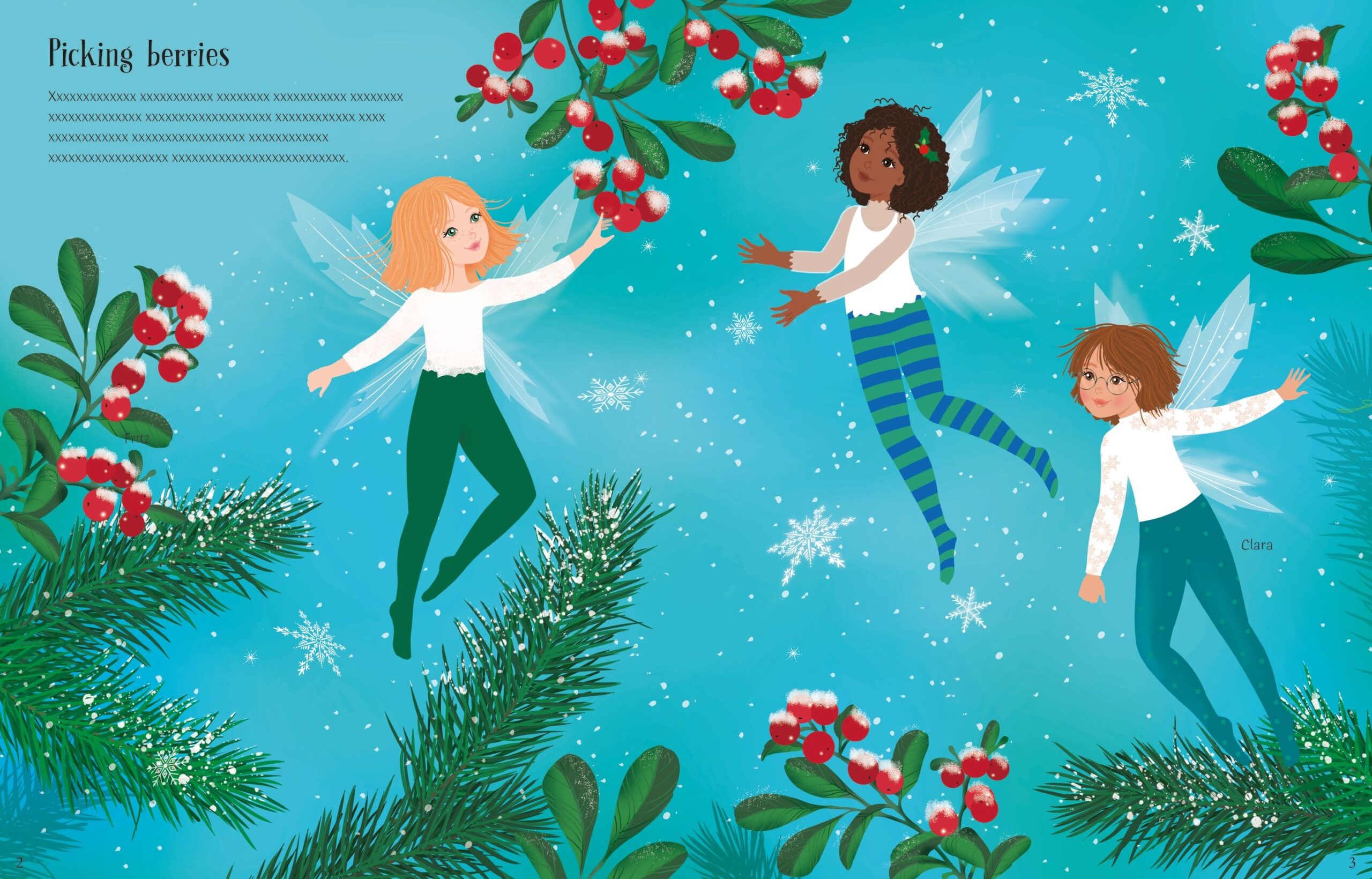 Usborne – Sticker Dolly Dressing Christmas Fairies – Carte cu stickere pentru copii 5+ ani – carte pentru copii Usborne, pagini interior ilustrate