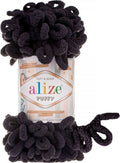 Ghem Alize Puffy 1060, negru cărbune, fir cu bucle de 100 g