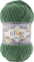 Ghem Alize Velluto 532, verde pin, fir catifelat de 100 g