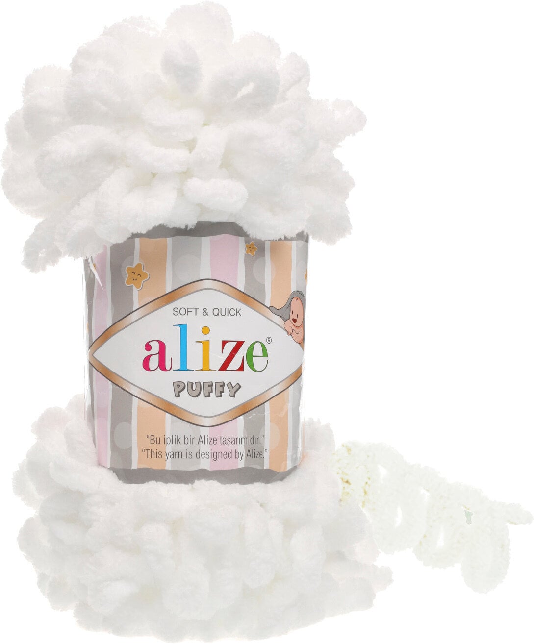 Ghem Alize Puffy 55, alb, fir cu bucle de 100 g