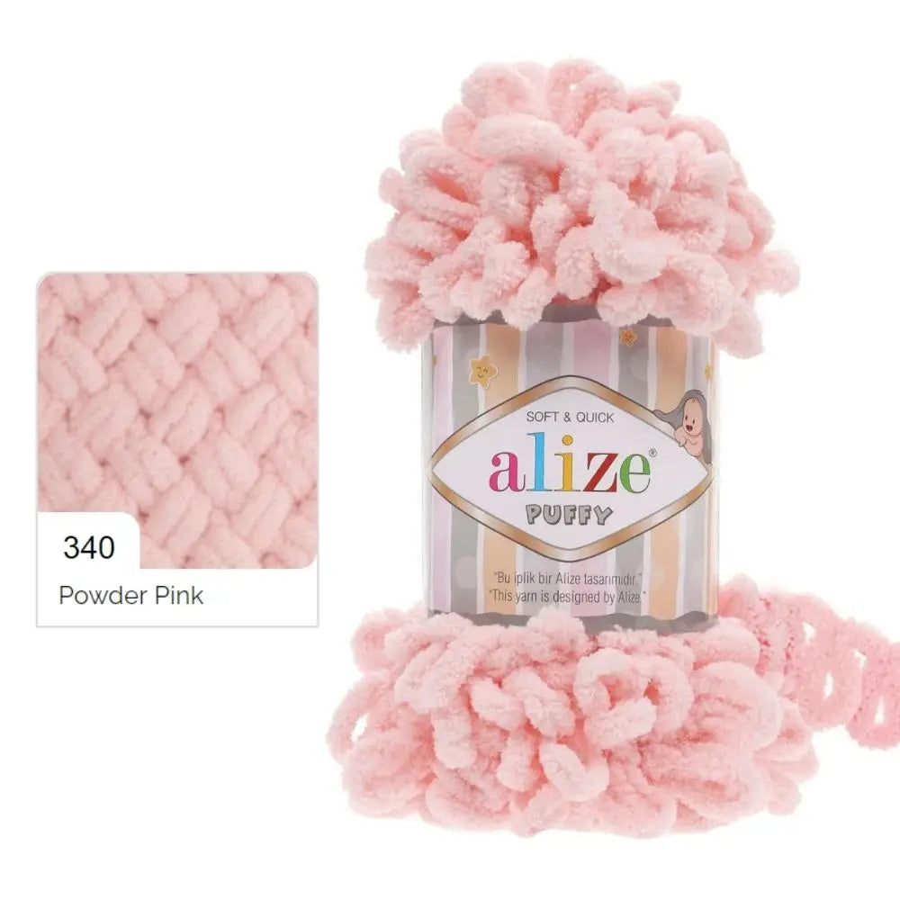 Fir cu bucle Alize Puffy 340, roz pudrat – 100 g / 9 m